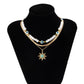 Jewelry Ethnic Sunflower Turquoise Pendant Necklace Vintage Imitation Pearl Eye Beaded Necklace