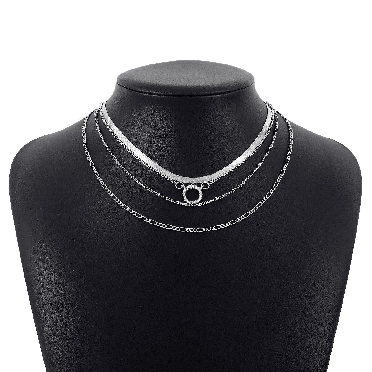 N1343 Retro multi-layer snake bone necklace circle micro-inlaid exaggerated hip-hop necklace niche simple necklace