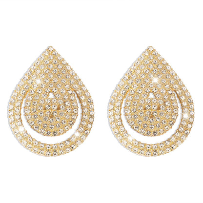 E1916 Jewelry Water Drop Shape Full Diamond Small Fragrance Personalized Earrings Creative Smile Face Hollow Earrings