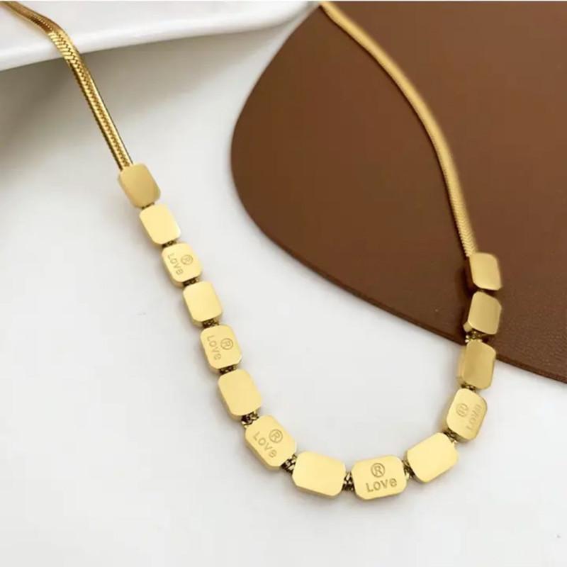 LOVE Alphabet Geometric Rubik's Cube Necklace Female Minority Temperament Titanium Steel Clavicle Chain Simple and Cold Couple Gift