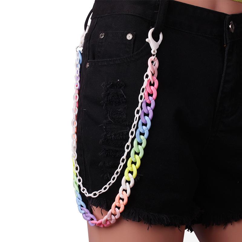 Fashion Waist Jewelry Versatile Candy Color Double Layer High Street Retro Color Resin Pants Chain Chain