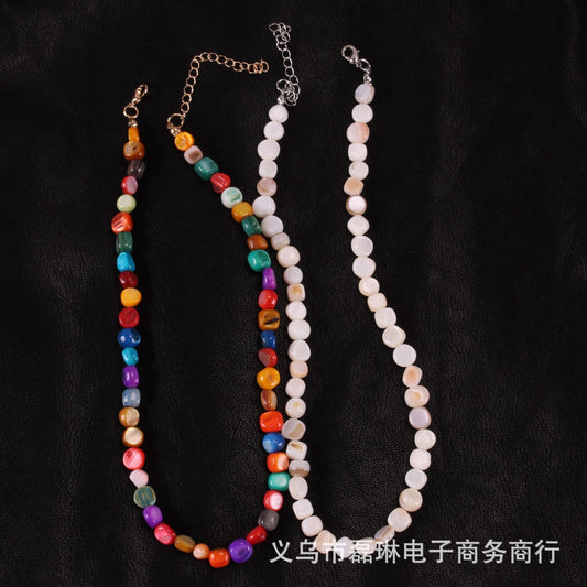 Jewelry Female Worker String Colorful Beads Bohemian Fashion Shell Necklace Two-piece Set