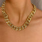 Jewelry hip-hop studded with diamonds Cuban buckle necklace women's trendy hemp surface printed chain collarbone necklace