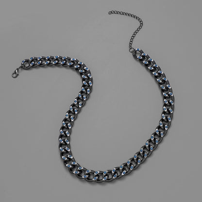 Trendy hip-hop Hiphop gun black full diamond Cuban chain zircon men's necklace simple clavicle chain