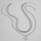 Light luxury niche titanium steel necklace male ins indifferent compass street clavicle chain double tide twist chain