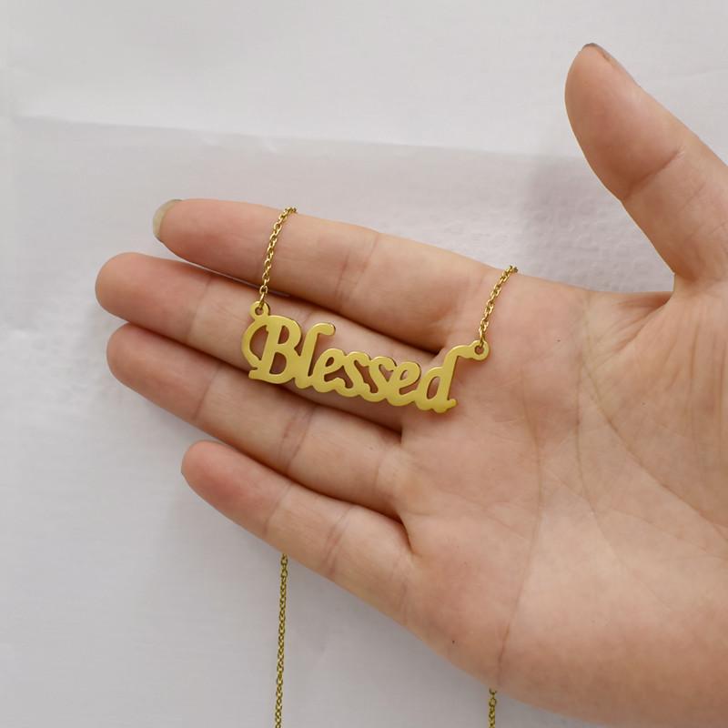 Blessed Necklace Simple Creative Alphabet Pendant Lucky Couple Gift