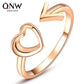 Creative Jewelry Arrow Peach Heart Open Ring Fashion Hollow Heart Tail Ring