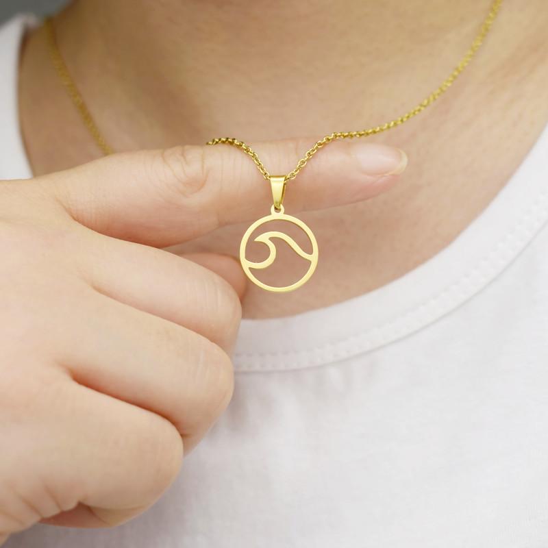 Explosive Simple Wave Necklace Beautiful Ocean Wave Stainless Steel Jewelry