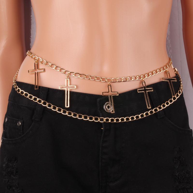Korean tide brand rock punk hip-hop cross body chain ins with skirt shorts pants chain
