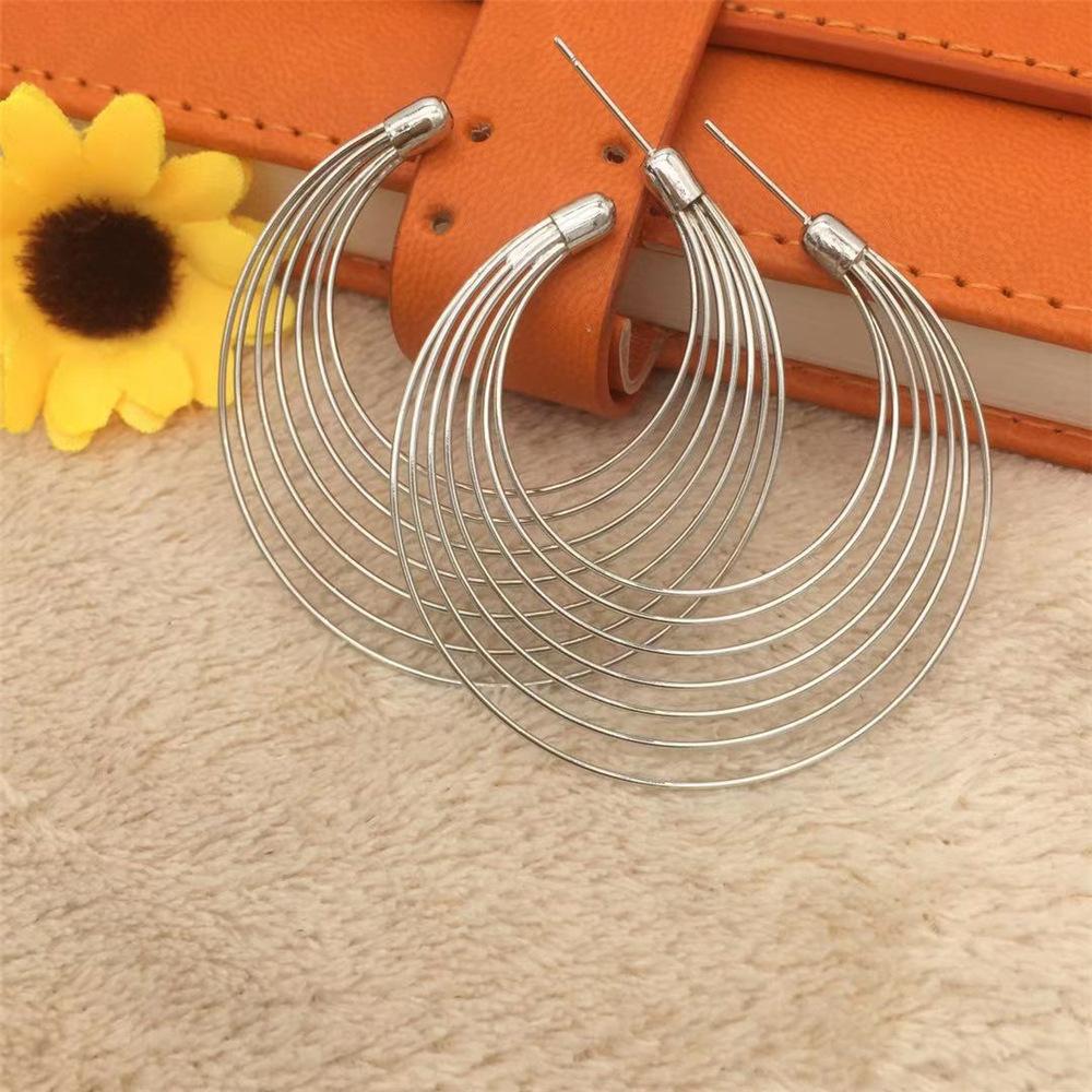 Water Drop Silk Mesh Hoop Earrings Fashion Earrings Simple Geometric Earrings Female Ear Hanging Earrings