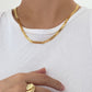 Jewelry Simple Metal Texture Imitation Gold Chain Necklace Retro Geometric Single Layer Clavicle Necklace Women