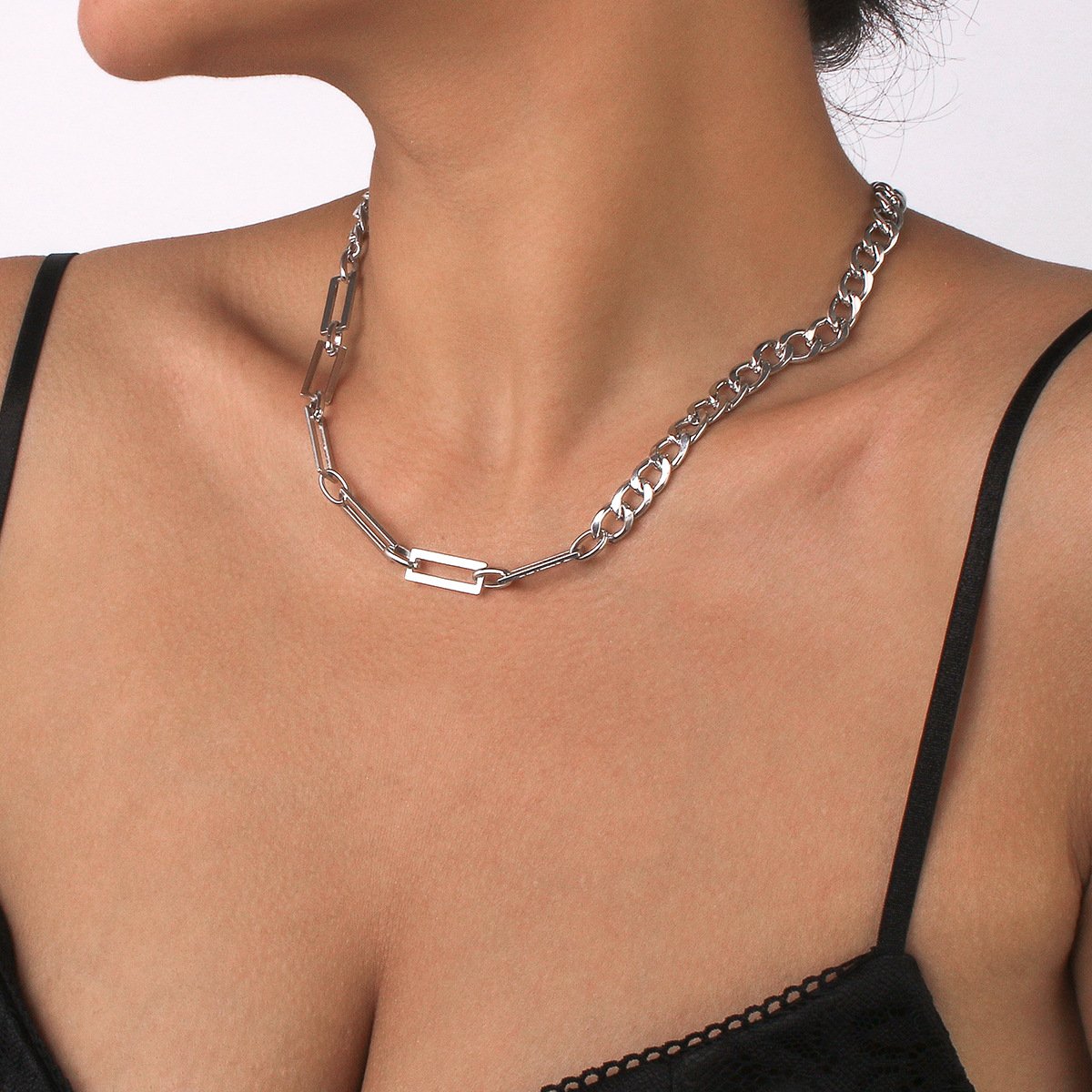 N1149 Simple and niche single-layer necklace chain splicing indifferent necklace retro trendy necklace for women