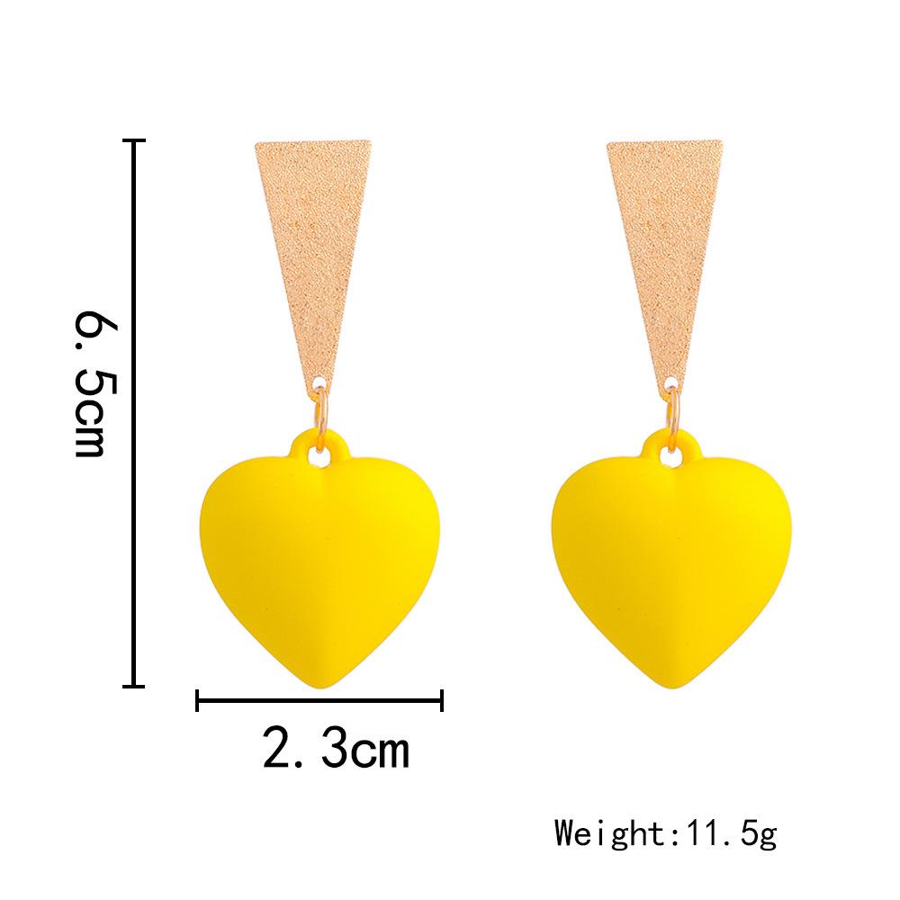 Personalized acrylic fluorescent yellow love triangle long earrings fashion creative Mori small fresh earrings