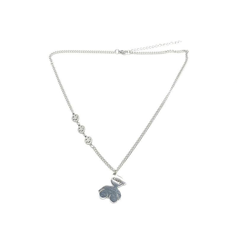Little bear letter pendant necklace female ins hip-hop stitching smiley sweater necklace niche necklace female accessories