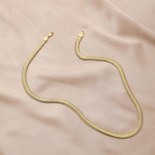 Simple trendy metal necklace choker hip hop clavicle chain necklace flat snake bone chain male