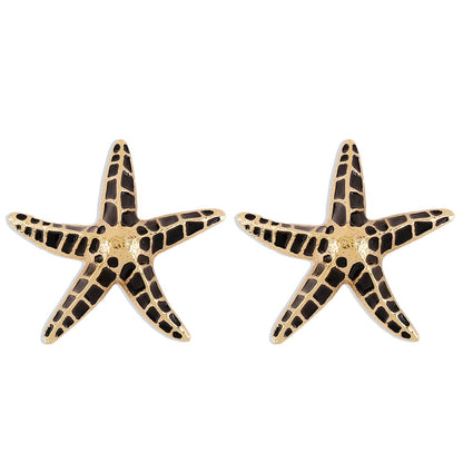 E1841 Jewelry Geometry Heavy Industry Alloy Drip Oil Earrings Starfish Beach Vacation Earrings Female