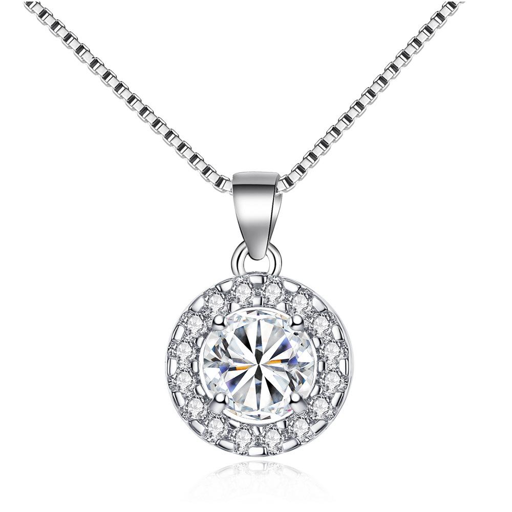 Classic Noble Fashion Jewelry Temperament Necklace Earrings Two-piece Set Round Zircon Set Earrings Necklace