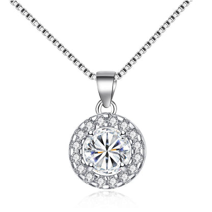 Classic Noble Fashion Jewelry Temperament Necklace Earrings Two-piece Set Round Zircon Set Earrings Necklace