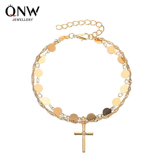 Temperament Simple Cross Bracelet Fashion Round Double Ladies Bracelet