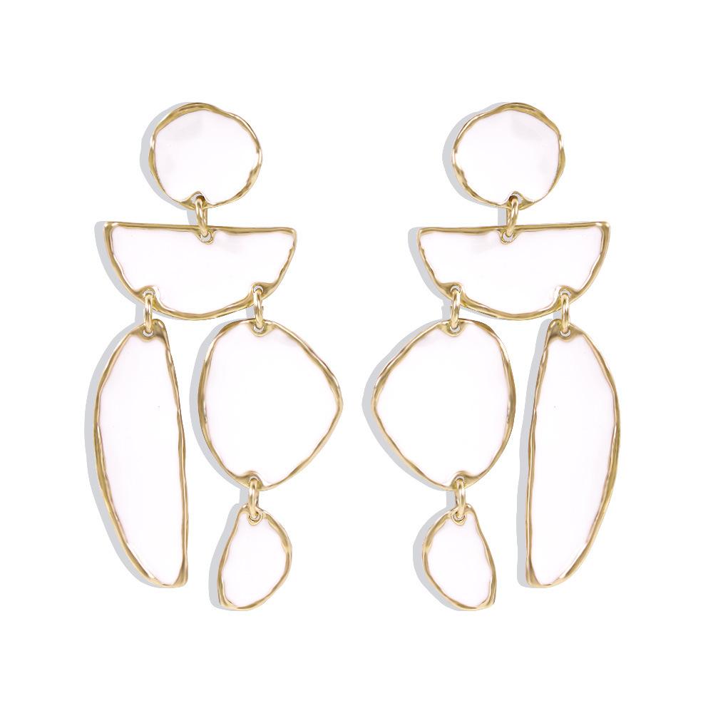 E8466 Exaggerated Irregular Alloy Drip Earrings ZA Simple Color Glaze Long Stud Earrings