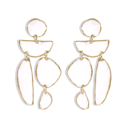 E8466 Exaggerated Irregular Alloy Drip Earrings ZA Simple Color Glaze Long Stud Earrings