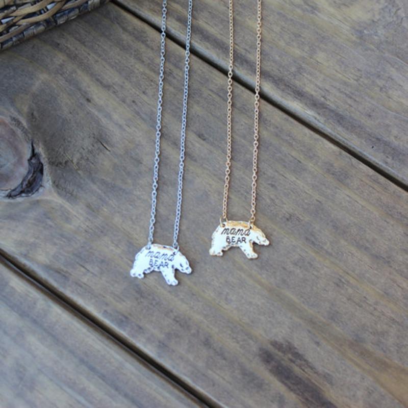 Jewelry mother's day gift, simple fashion mamabear mother bear necklace explosion style