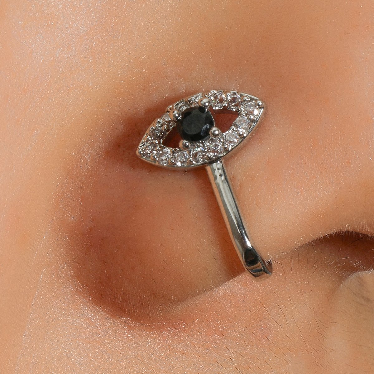 Devil's eye piercing-free nose clip fashion micro-inlaid zircon fake nose ring U-shaped puncture jewelry