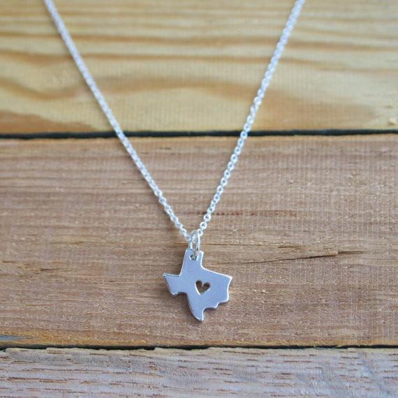 Popular Jewelry Texas Map Necklace Women Pendant Clavicle Chain