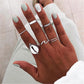 Retro Geometric Alloy Pattern Natural Shell Joint Ring Set 7 Pieces Combination Rings