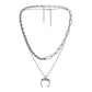 Fashion cold stainless steel double horn moon pendant simple personality titanium steel necklace collarbone chain men