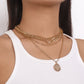 N1421 Jewelry Retro Exaggerated Multi-Layered Wearing Necklace LOVE Disc OT Buckle Chain Necklace