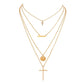 Fashion multi-layer geometric disc English diamond cross necklace jewelry