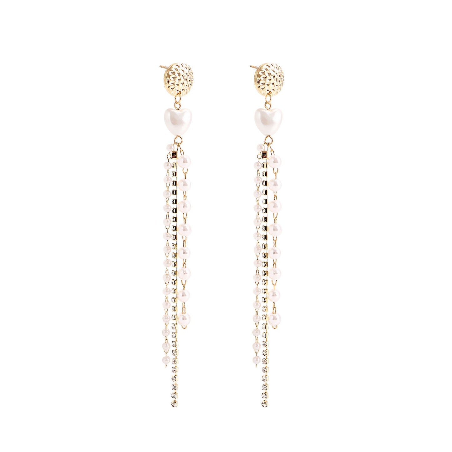 Jewelry long tassel imitation pearl claw diamond chain earrings female ins beaded earrings high-end niche