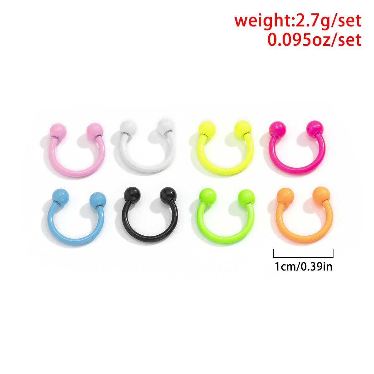 Retro simple color stainless steel ear bone clip women's trend mix and match fluorescent color earrings set