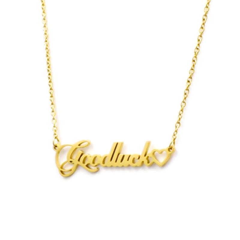 GoodLuck Necklace Vintage Alphabet Lucky Heart Clavicle Chain