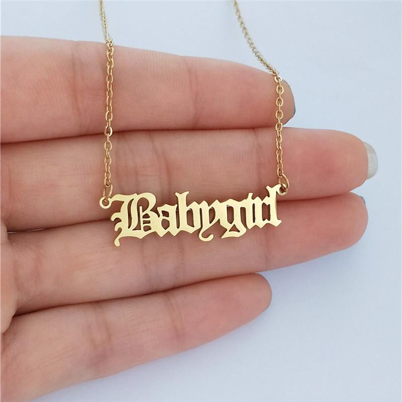 Stainless Steel Jewelry Creative Babygirl English Alphabet Necklace