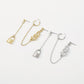 E1431 Light Luxury Geometric Asymmetrical Earrings Long Chain Lock Flame Element Sweet Cool Earrings For Women