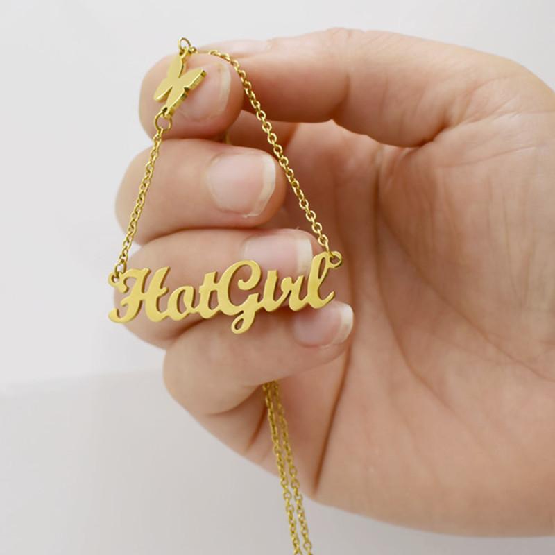 HotGirl Necklace Hot Girl Sexy Girl Clavicle Chain Creative Alphabet Necklace