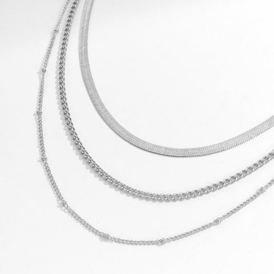 Jewelry Hip Hop Simple Metal Snake Bone Chain Necklace Retro Versatile Geometric Thin Chain Necklace