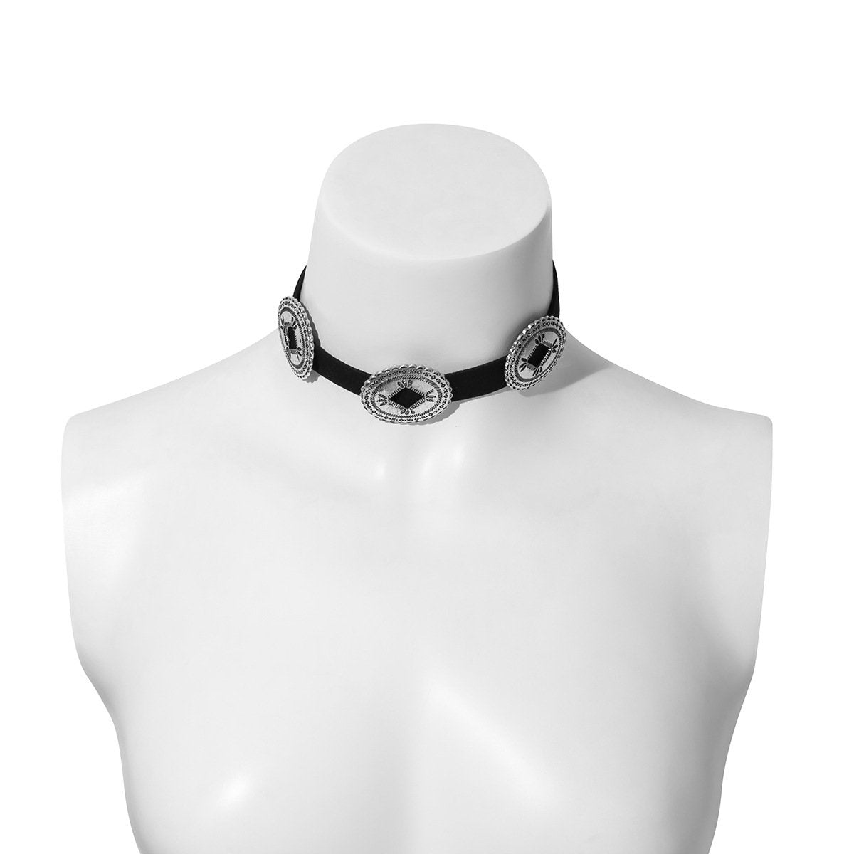 Retro flower plate alloy pendant velvet choker necklace femininity national turquoise single-layer choker necklace