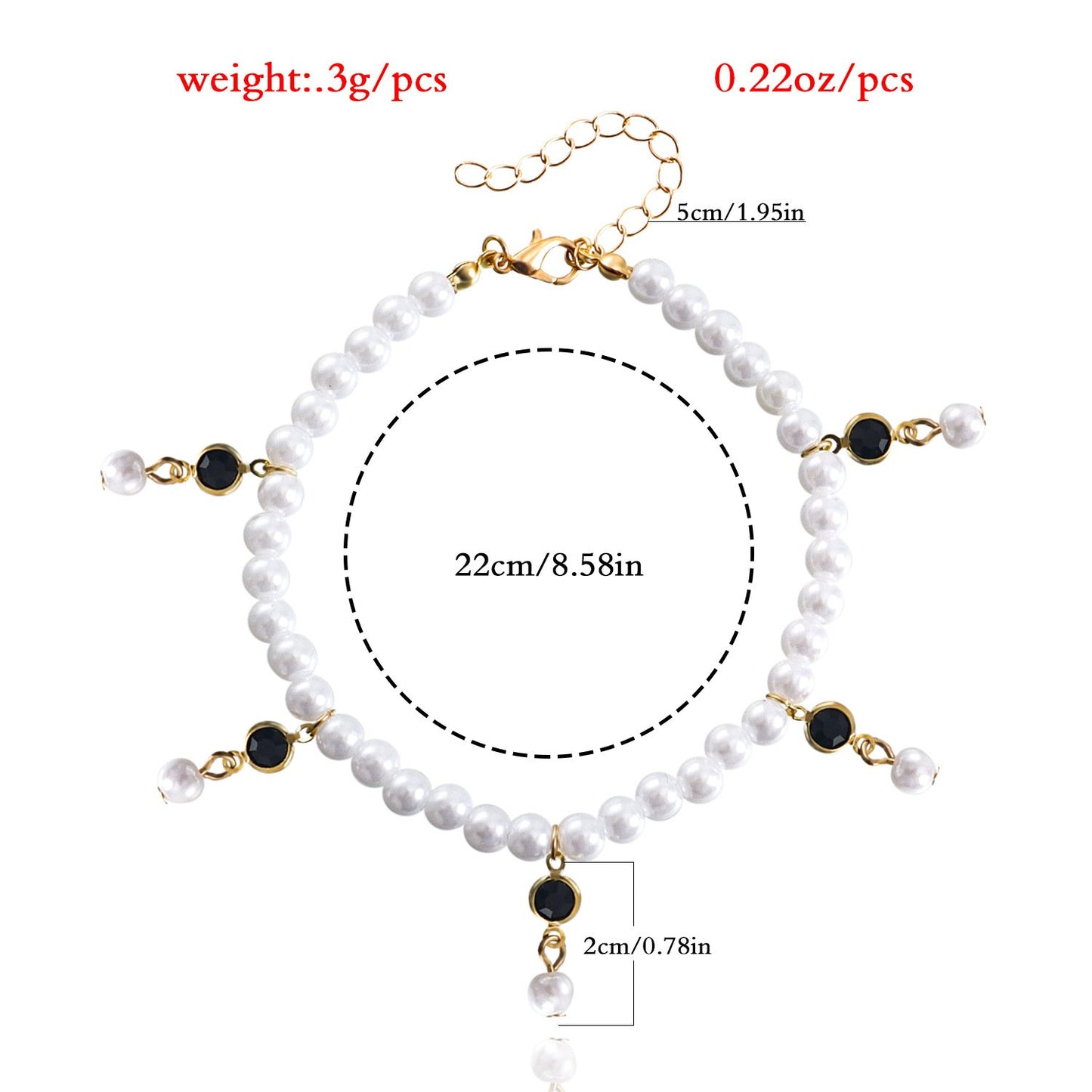 Jewelry Bohemian imitation pearl color crystal anklet women's foot chain ins beach tassel anklet