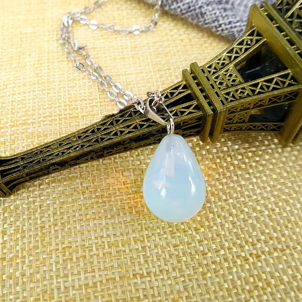 Boutique Opal Water Drop Pendant Necklace Creative Fashion Birthstone Clavicle Chain With You All the Way