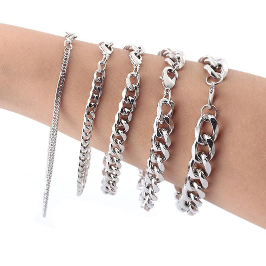 Fashion personality stainless steel bracelet six-sided grinding set bracelet jewelry