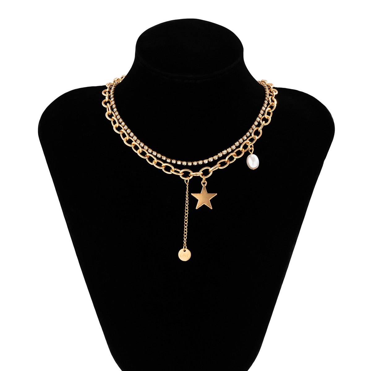 Jewelry Sweet Cool Asymmetric Butterfly Star Tassel Necklace Simple Full Diamond Heart Shaped Necklace For Women