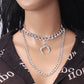 Cool Harajuku petal-shaped pendant multi-layer chain collar necklace fashion trend leather collar collar chain clavicle chain