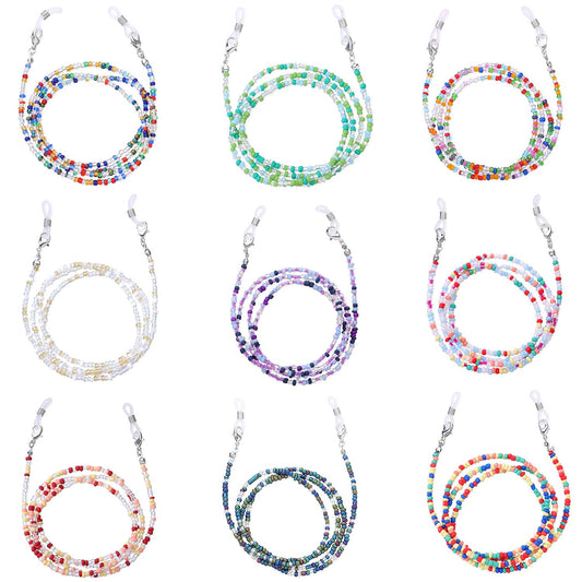 Jewelry Fashion Color Rice Beads Glasses Chain Simple Versatile Accessories 9-Piece Set