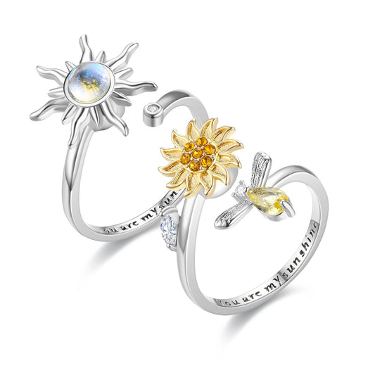 Explosive style rotating living mouth zircon ring anti-anxiety decompression ring female jewelry