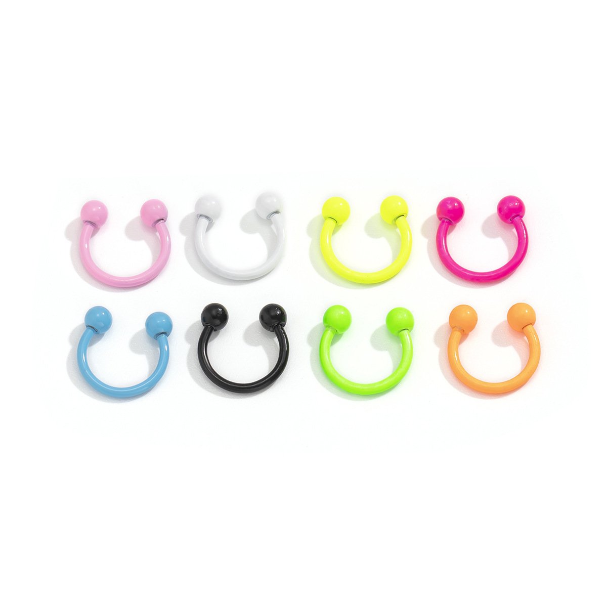 Retro simple color stainless steel ear bone clip women's trend mix and match fluorescent color earrings set