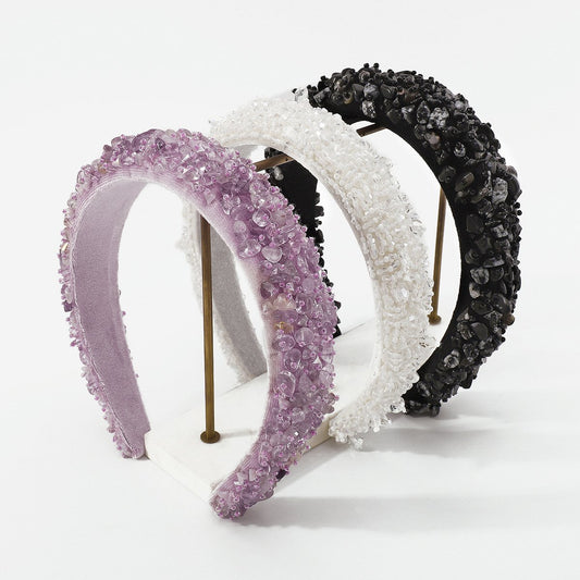 F4659 Baroque retro light luxury high headband gravel exaggerated heavy industry geometric ethnic headband female