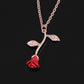 Red Rose Pendant Necklace Female Cute Plant Flower Clavicle Chain Jewelry